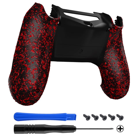eXtremeRate Textured Red Comfortable Non-slip Back Cover for PS4 Slim Pro Remote Controller JDM-040 JDM-050 JDM-055 - SP4BR04