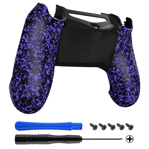 eXtremeRate Textured Purple Bottom Shell, Comfortable Non-Slip Back Housing, 3D Splashing Case Cover, Game Improvement Replacement Parts for PS4 Slim Pro Controller JDM-040, JDM-050 and JDM-055 - SP4BR10