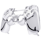 eXtremeRate Chrome Silver Edition Front Housing Shell Faceplate for PS4 Slim Pro Controller (CUH-ZCT2 JDM-040 JDM-050 JDM-055) - SP4FD03