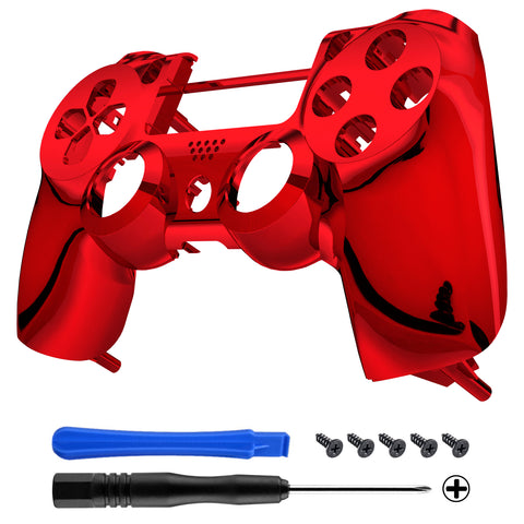 eXtremeRate Chrome Red Edition Front Housing Shell Faceplate for PS4 Slim PS4 Pro Controller (CUH-ZCT2 JDM-040 JDM-050 JDM-055) - SP4FD04