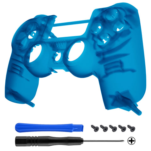 eXtremeRate Foggy Clear Blue Faceplate Cover, Soft Touch Front Housing Shell Case, Comfortable Replacement Kit for PS4 Slim PS4 Pro JDM-040 JDM-050 JDM-055 Controller - SP4FM05X