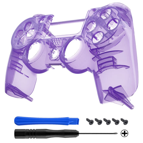 eXtremeRate Transparent Crystal Clear Purple Front Housing Shell Faceplate Cover for PS4 Slim PS4 Pro Controller (CUH-ZCT2 JDM-040 JDM-050 JDM-055) - SP4FM06G