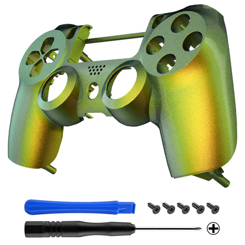 eXtremeRate Green and Gold Chameleon Front Housing Shell Faceplate for PS4 Slim Pro Controller (CUH-ZCT2 JDM-040 JDM-050 JDM-055) - SP4FP02
