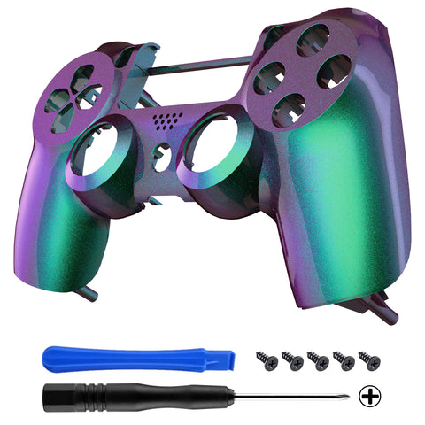 eXtremeRate Green and Purple Chameleon Front Housing Shell Faceplate for PS4 Slim PS4 Pro Controller (CUH-ZCT2 JDM-040 JDM-050 JDM-055) - SP4FP12
