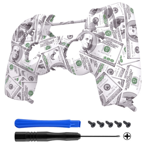 eXtremeRate The $100 Cash Money Patterned Faceplate Cover, Soft Touch Grip Front Housing Shell Case for PS4 Slim PS4 Pro Controller (CUH-ZCT2 JDM-040/050/055) - Controller NOT Included - SP4FS04