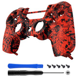 eXtremeRate Soft Touch Grip Red Demons and Monsters Front Housing Shell Faceplate for PS4 Slim Pro Controller (CUH-ZCT2 JDM-040 JDM-050 JDM-055) - SP4FS12