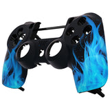 eXtremeRate Blue Fire Flame Front Housing Shell Faceplate for PS4 Slim Pro Controller (CUH-ZCT2 JDM-040 JDM-050 JDM-055) - SP4FT06