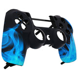 eXtremeRate Blue Fire Flame Front Housing Shell Faceplate for PS4 Slim Pro Controller (CUH-ZCT2 JDM-040 JDM-050 JDM-055) - SP4FT06