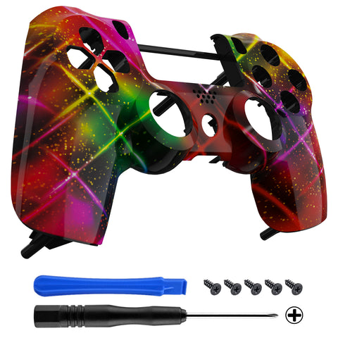 eXtremeRate Neon Space Patterned Front Housing Shell Case, Glossy Faceplate Cover Replacement Kit for PS4 Slim PS4 Pro CUH-ZCT2 JDM-040 JDM-050 JDM-055 Controller - SP4FT60
