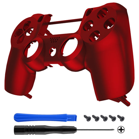 eXtremeRate Soft Touch Grip Red Front Housing Shell Faceplate for PS4 Slim PS4 Pro Controller (CUH-ZCT2 JDM-040 JDM-050 JDM-055) - SP4FX01