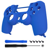 eXtremeRate Soft Touch Grip Blue Front Housing Shell Faceplate for PS4 Slim PS4 Pro Controller (CUH-ZCT2 JDM-040 JDM-050 JDM-055) - Controller NOT Included - SP4FX03