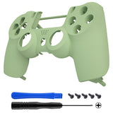 eXtremeRate Matcha Green Faceplate Cover, Soft Touch Front Housing Shell Case, Comfortable Replacement Kit for PS4 Slim PS4 Pro JDM-040 JDM-050 JDM-055 Controller - Controller NOT Included - SP4FX21