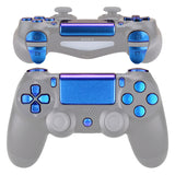 eXtremeRate D-pad R1 L1 R2 L2 Trigger Touchpad Action Home Share Options Buttons, Chameleon Purple Blue Full Set Buttons Repair Kits with Tools for 4 PS4 Slim PS4 Pro CUH-ZCT2 Controller - SP4J0401
