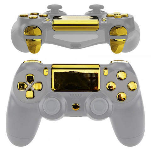 eXtremeRate Chrome Gold Replacement D-pad R1 L1 R2 L2 Triggers Touchpad Action Home Share Options Buttons, Full Set Buttons Repair Kits with Tool for PS4 Slim PS4 Pro CUH-ZCT2 Controller - SP4J0413