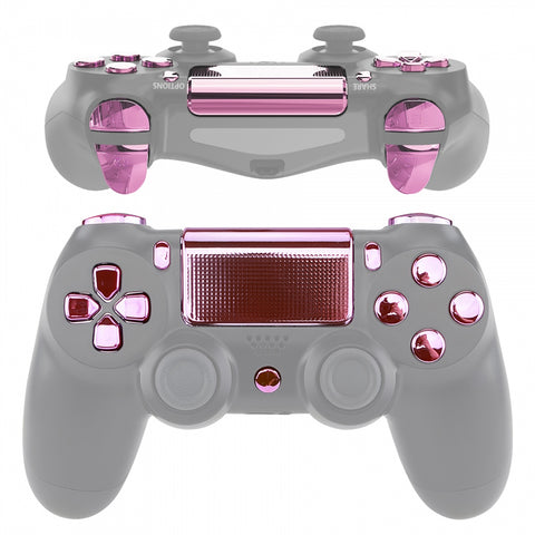 eXtremeRate Chrome Pink Replacement D-pad R1 L1 R2 L2 Triggers Touchpad Action Home Share Options Buttons, Full Set Buttons Repair Kits with Tool for PS4 Slim PS4 Pro CUH-ZCT2 Controller - SP4J0419
