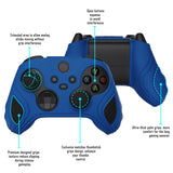 PlayVital Scorpion Edition Two-Tone Anti-Slip Silicone Case Cover for Xbox Series X/S Controller, Soft Rubber Case for Xbox Core Controller with Thumb Grip Caps - Blue & Black - SPX3001