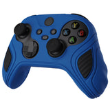 PlayVital Scorpion Edition Two-Tone Anti-Slip Silicone Case Cover for Xbox Series X/S Controller, Soft Rubber Case for Xbox Core Controller with Thumb Grip Caps - Blue & Black - SPX3001