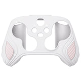 PlayVital Scorpion Edition Anti-Slip Silicone Case Cover for Xbox Series X/S Controller, Soft Rubber Case for Xbox Core Controller with Thumb Grip Caps - White & Pink - SPX3005
