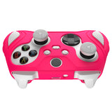 PlayVital Scorpion Edition Two-Tone Anti-Slip Silicone Case Cover for Xbox Series X/S Controller, Soft Rubber Case for Xbox Core Controller with Thumb Grip Caps - Bright Pink & White - SPX3008