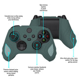 PlayVital Scorpion Edition Two-Tone Anti-Slip Silicone Case Cover for Xbox Series X/S Controller, Soft Rubber Case for Xbox Core Controller with Thumb Grip Caps - Templeton Gray & Jade Grey - SPX3009