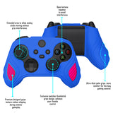 PlayVital Scorpion Edition Two-Tone Anti-Slip Silicone Case Cover for Xbox Series X/S Controller, Soft Rubber Case for Xbox Core Controller with Thumb Grip Caps - Primary Blue & Bright Pink - SPX3010