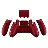 eXtremeRate Scarlet Red Soft Touch Grip Custom Bottom Shell Back Panels for Xbox One S & One X Controller, Replacement Back Shell Side Rails w/ Battery Cover for Xbox One S X Controller Model 1708 - SXOBP01