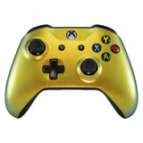 eXtremeRate Gold and Green Chameleon Front Housing Shell Faceplate for Microsoft Xbox One X & One S Controller - SXOFP03
