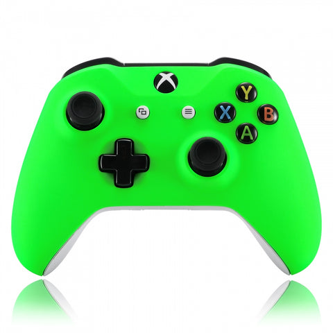 eXtremeRate Neon Green Soft Touch Grip Front Housing Shell Faceplate for Microsoft Xbox One X & One S Controller - SXOFP05