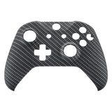 eXtremeRate Black Silver Carbon Fiber Faceplate Cover for Xbox One Wireless Controller 1708, Soft Touch Custom Front Housing Shell Case for Xbox One X & One S Controller - Controller NOT Included - SXOFS05
