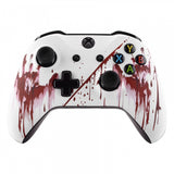 eXtremeRate Bloody Hand Patterned Front Housing Shell Case, Soft Touch Faceplate Cover Replacement Kit for Xbox One S & One X Controller (Model 1708) - SXOFT45X