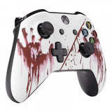 eXtremeRate Bloody Hand Patterned Front Housing Shell Case, Soft Touch Faceplate Cover Replacement Kit for Xbox One S & One X Controller (Model 1708) - SXOFT45X