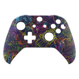 eXtremeRate Neon Novel Patterned Front Housing Shell Case, Soft Touch Faceplate Cover Replacement Kit for Xbox One S & One X Controller (Model 1708) - SXOFT51X