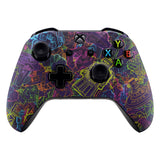 eXtremeRate Neon Novel Patterned Front Housing Shell Case, Soft Touch Faceplate Cover Replacement Kit for Xbox One S & One X Controller (Model 1708) - SXOFT51X