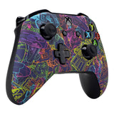 eXtremeRate Neon Novel Patterned Front Housing Shell Case, Soft Touch Faceplate Cover Replacement Kit for Xbox One S & One X Controller (Model 1708) - SXOFT51X