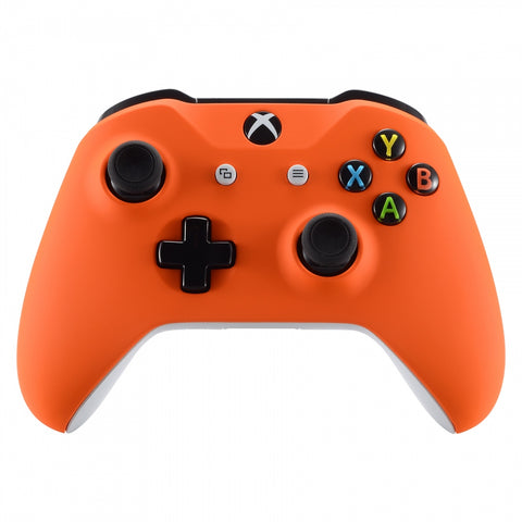 eXtremeRate Orange Faceplate Cover Soft Touch Front Housing Shell Case Comfortable Soft Grip Replacement Kit for Microsoft Xbox One X & One S Controller - SXOFX02