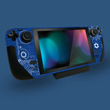 PlayVital Full Set Protective Skin Decal for Steam Deck, Custom Stickers Vinyl Cover for Steam Deck Handheld Gaming PC - Dynamic Sketch Blue - SDTM017