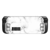 PlayVital Full Set Protective Skin Decal for Steam Deck LCD, Custom Stickers Vinyl Cover for Steam Deck OLED - Seamless White Marble - SDTM034