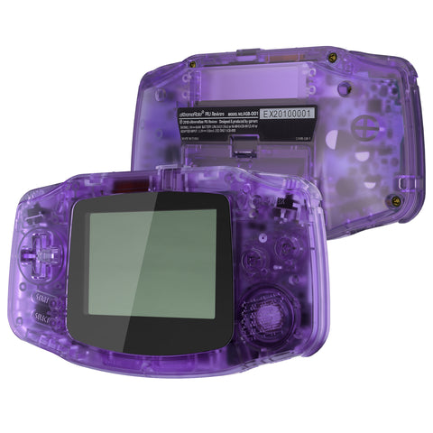 eXtremeRate IPS Ready Upgraded Clear Atomic Purple GBA Replacement Shell Full Housing Cover Buttons for Gameboy Advance – Compatible with Both IPS & Standard LCD – Console & IPS Screen NOT Included - TAGM5005