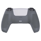 PlayVital Gray 3D Studded Edition Anti-slip Silicone Cover Skin for 5 Controller, Soft Rubber Case Protector for PS5 Wireless Controller with 6 Black Thumb Grip Caps - TDPF006