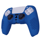 PlayVital Blue 3D Studded Edition Anti-slip Silicone Cover Skin for 5 Controller, Soft Rubber Case Protector for PS5 Wireless Controller with 6 Black Thumb Grip Caps - TDPF008