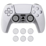 eXtremeRate PlayVital 3D Studded Glow in Dark - Green Ergonomic Soft Controller Silicone Case Grips for PS5, Rubber Protector Skins with 6 Clear White Thumbstick Caps for PS5 Controller – Compatible with Charging Station - TDPF027