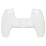 eXtremeRate PlayVital 3D Studded Glow in Dark - Green Ergonomic Soft Controller Silicone Case Grips for PS5, Rubber Protector Skins with 6 Clear White Thumbstick Caps for PS5 Controller – Compatible with Charging Station - TDPF027