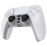 eXtremeRate PlayVital 3D Studded Glow in Dark - Green Ergonomic Soft Controller Silicone Case Grips for PS5, Rubber Protector Skins with 6 Clear White Thumbstick Caps for PS5 Controller – Compatible with Charging Station - TDPF027