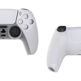 eXtremeRate PlayVital 3D Studded Glow in Dark - Green Ergonomic Soft Controller Silicone Case Grips for PS5, Rubber Protector Skins with 6 Clear White Thumbstick Caps for PS5 Controller – Compatible with Charging Station - TDPF027