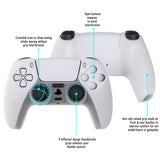 eXtremeRate PlayVital 3D Studded Glow in Dark - Green Ergonomic Soft Controller Silicone Case Grips for PS5, Rubber Protector Skins with 6 Clear White Thumbstick Caps for PS5 Controller – Compatible with Charging Station - TDPF027