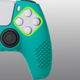 PlayVital Aqua Green 3D Studded Edition Anti-slip Silicone Cover Skin for 5 Controller, Soft Rubber Case Protector for PS5 Wireless Controller with 6 Black Thumb Grip Caps - TDPF010
