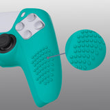 PlayVital Aqua Green 3D Studded Edition Anti-slip Silicone Cover Skin for 5 Controller, Soft Rubber Case Protector for PS5 Wireless Controller with 6 Black Thumb Grip Caps - TDPF010