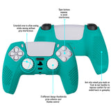 PlayVital Aqua Green 3D Studded Edition Anti-slip Silicone Cover Skin for 5 Controller, Soft Rubber Case Protector for PS5 Wireless Controller with 6 Black Thumb Grip Caps - TDPF010