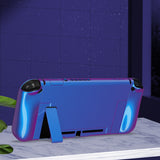 PlayVital AlterGrips Glossy Dockable Protective Case Ergonomic Grip Cover for Nintendo Switch, Interchangeable Joycon Cover w/Screen Protector & Thumb Grip Caps & Button Caps - Chameleon Purple Blue - TNSYP3001