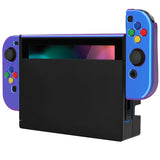 PlayVital AlterGrips Glossy Dockable Protective Case Ergonomic Grip Cover for Nintendo Switch, Interchangeable Joycon Cover w/Screen Protector & Thumb Grip Caps & Button Caps - Chameleon Purple Blue - TNSYP3001